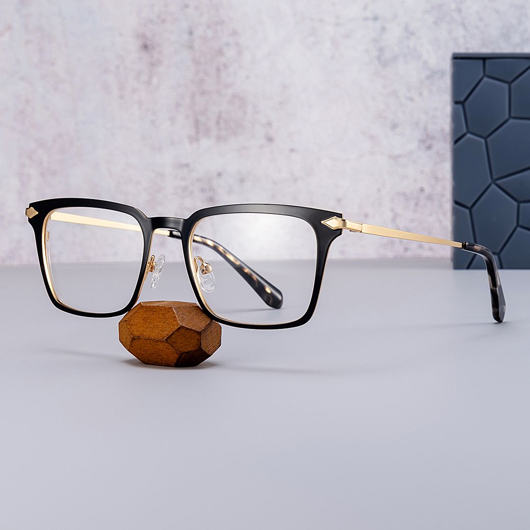 Black Color Chaney Rectangle Prescription Glasses | ZEELOOL Canada0