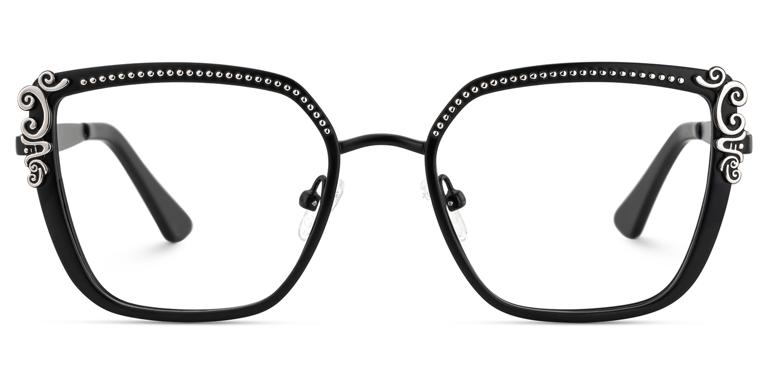 Frieze Rectangle Black Glasses0