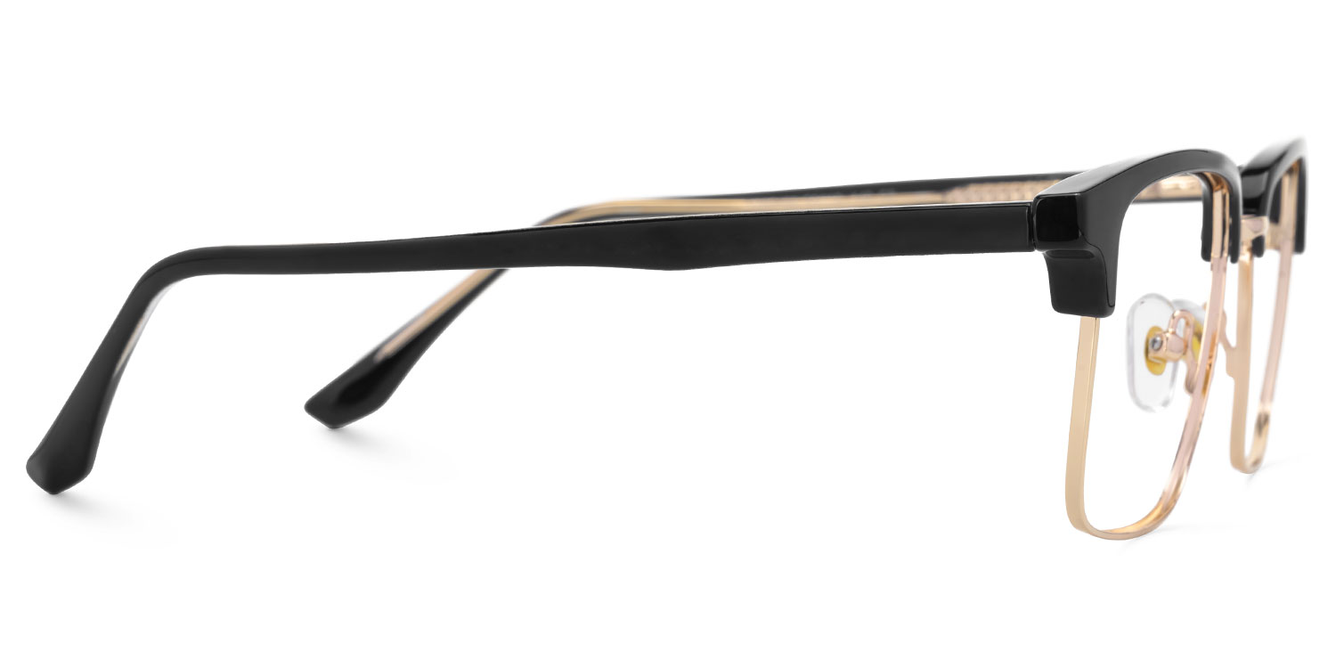 Adjustable Nose Pads Booker Eyeglasses, Booker Black-Gold Glasses -Zeelool4
