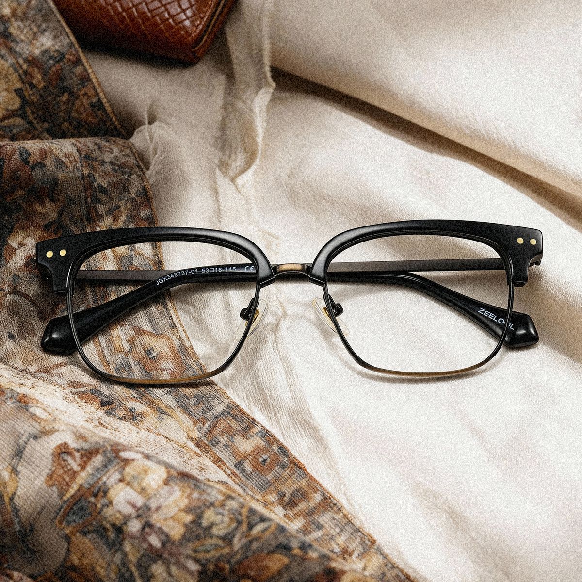 Nathan Black Frame Glasses with Browline Frame Online | ZEELOOL0