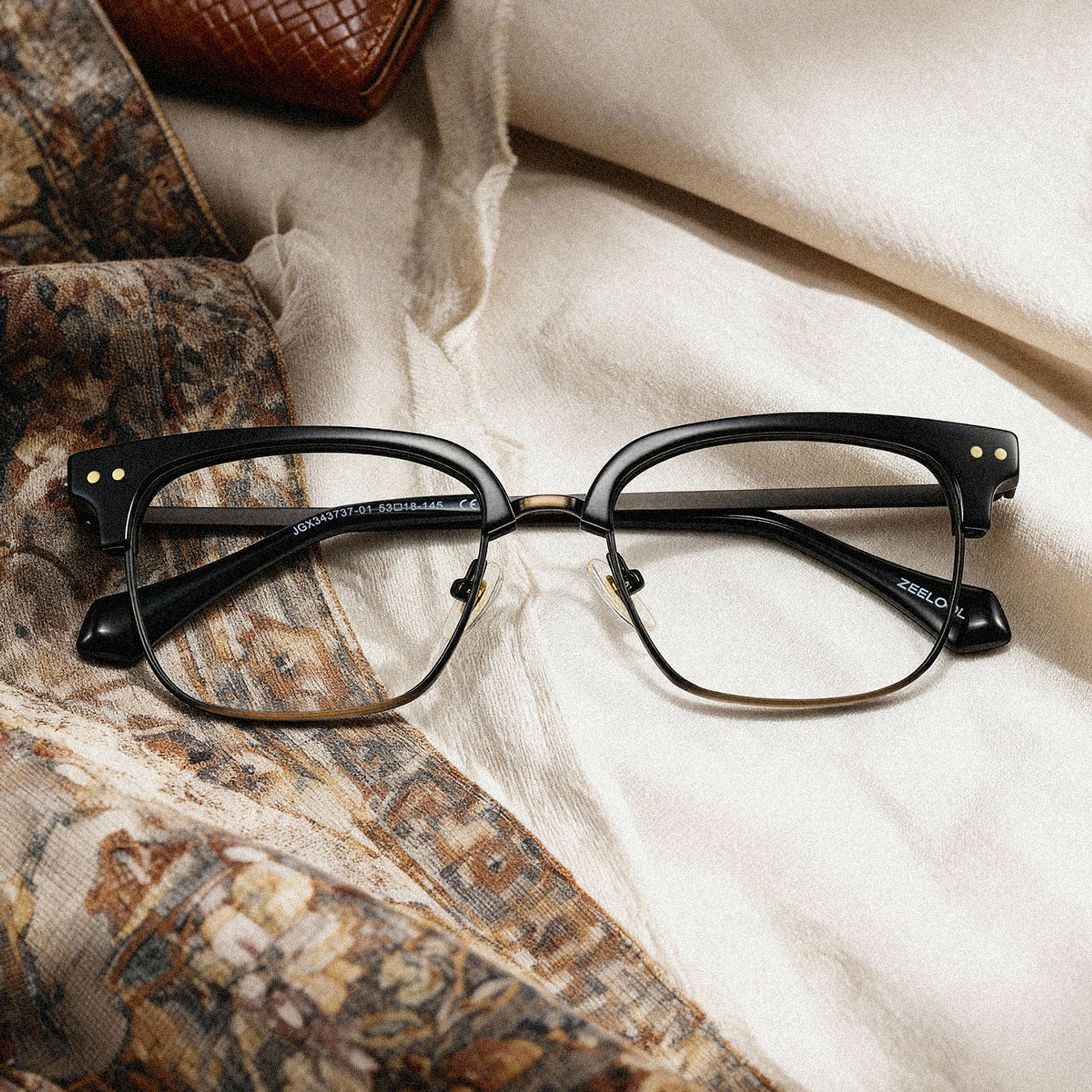 Nathan Black Frame Glasses with Browline Frame Online | ZEELOOL0
