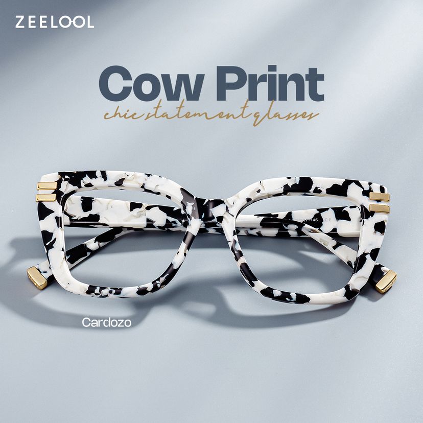 Cardozo Square Cow Print Glasses