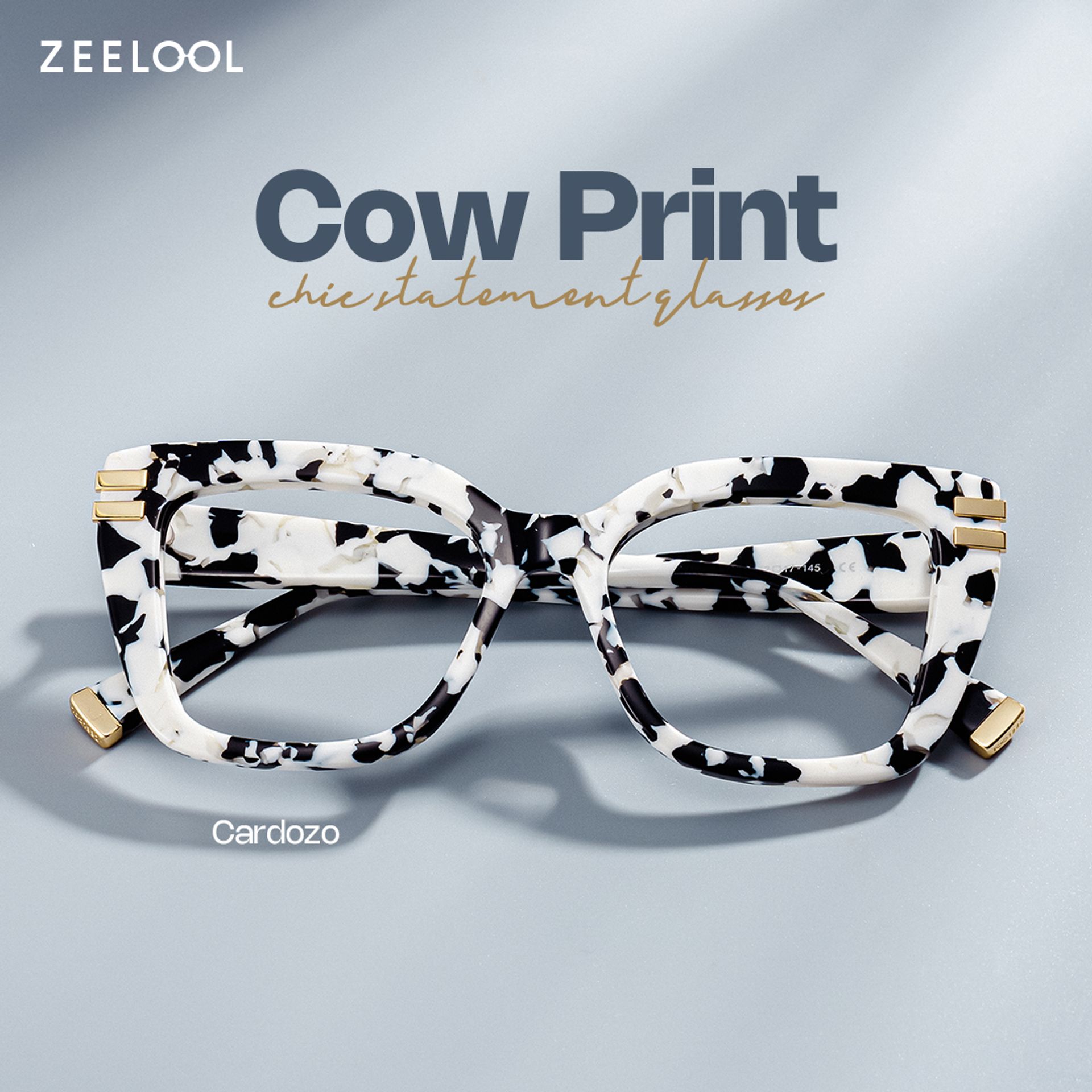 Cow Print Glasses with Square Frames0