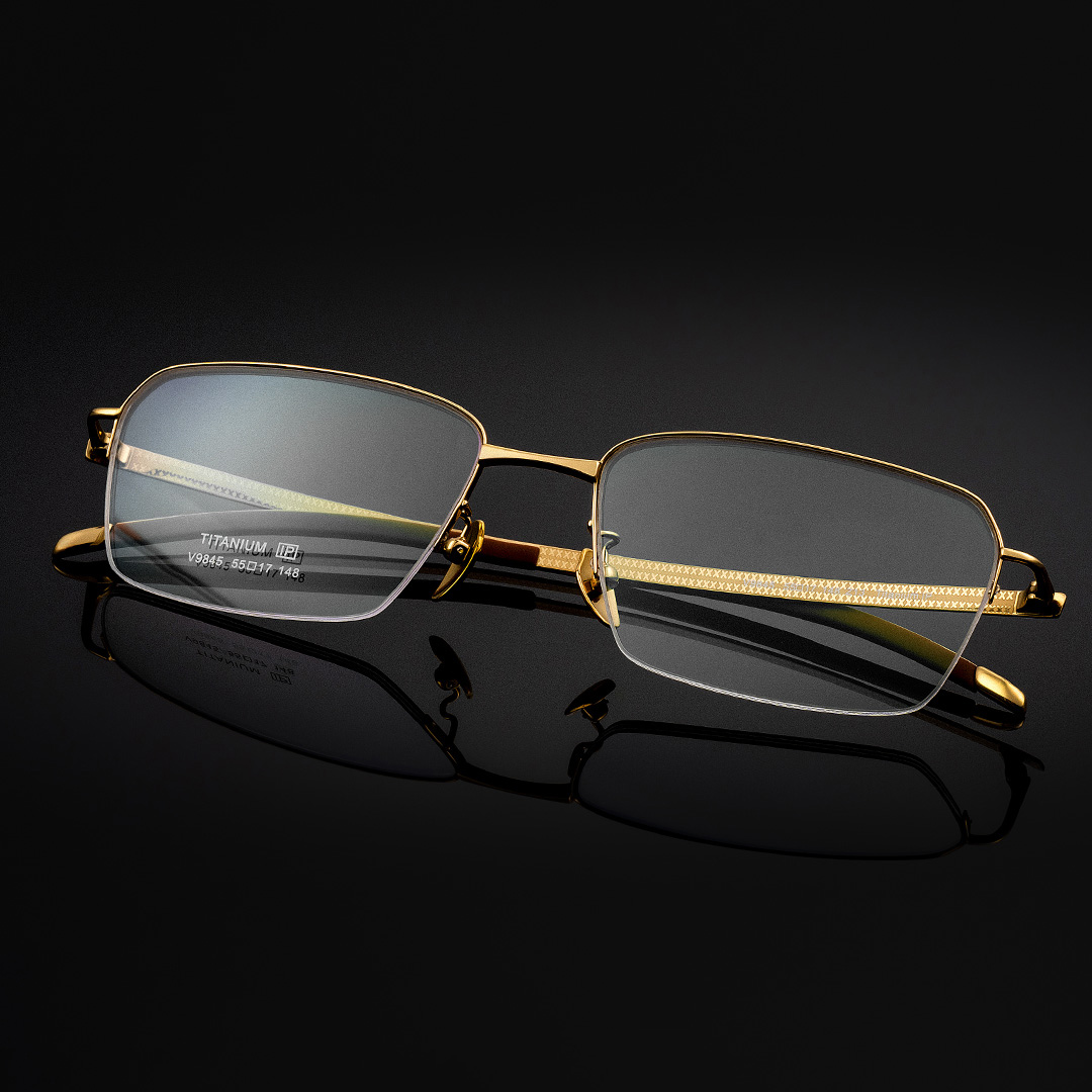 Men's Rectangular Eyeglasses with Titanium Material0
