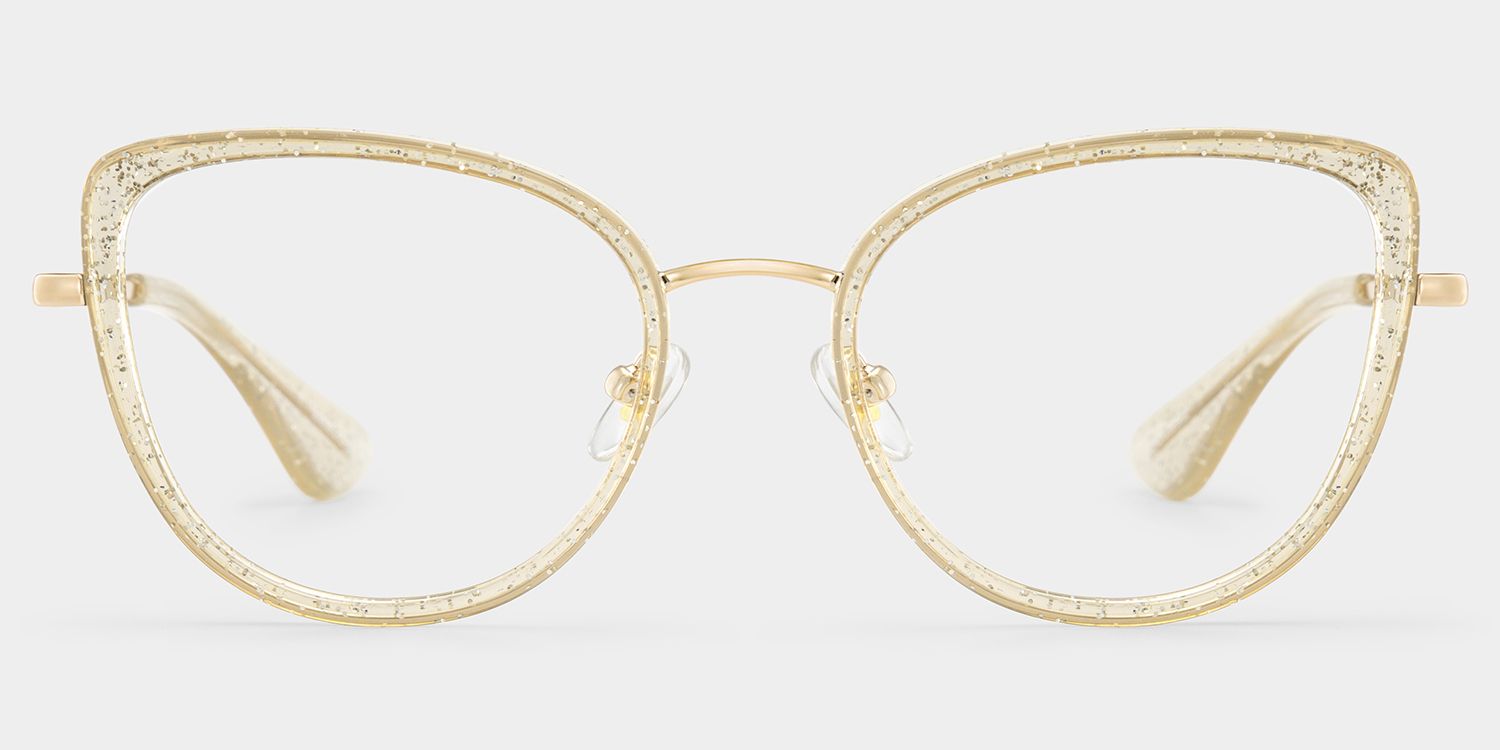 Celine Bling Cat-eye Translucent Gold Frame Glasses | ZEELOOL1