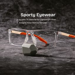 Active Rectangle Clear Orange Glasses0