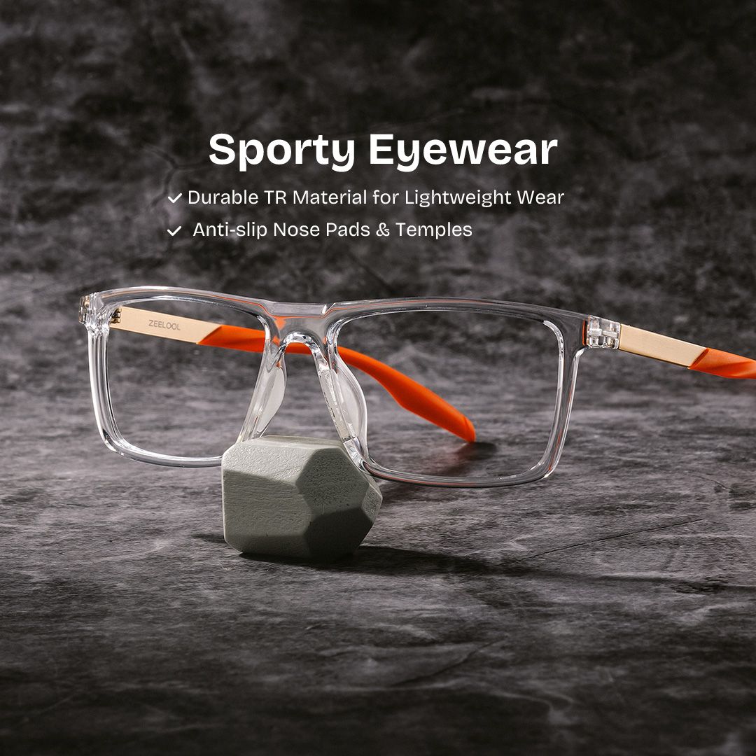Active Clear Orange Frame Glasses with Rectangle Frame Online | ZEELOOL0