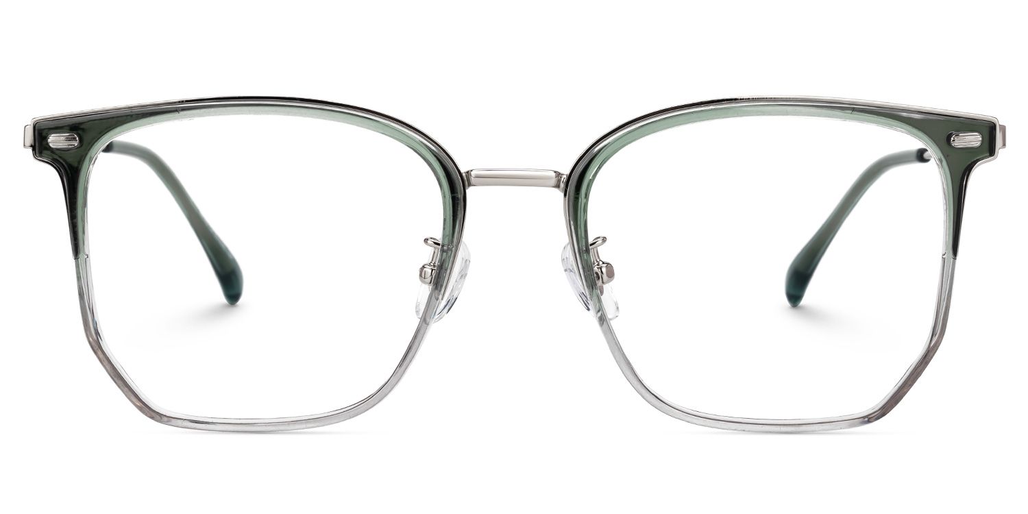 Roque Mixed-material Geometric Green Frame Glasses | ZEELOOL Canada0