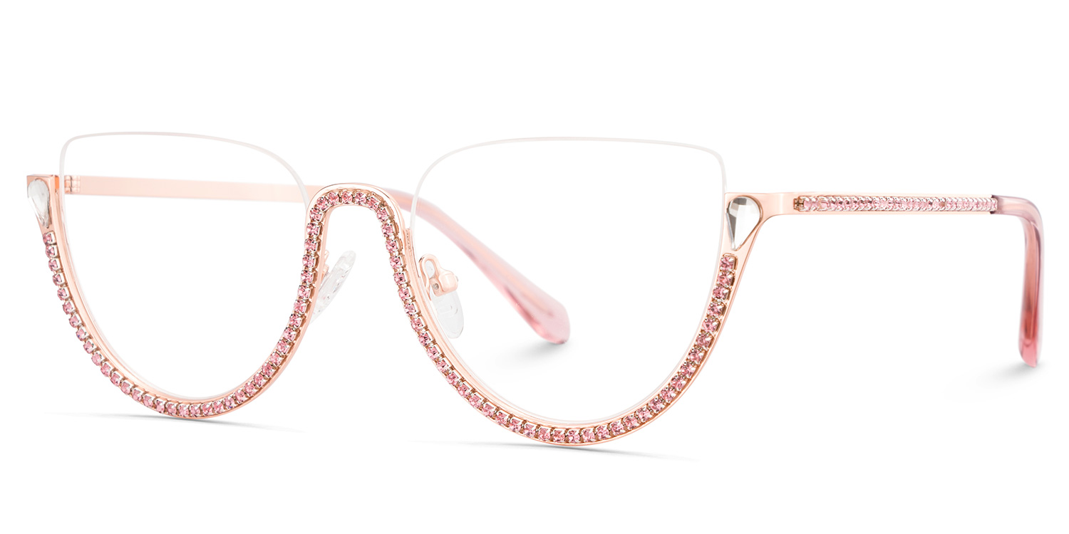 Sparkle Cateye Pink Glasses4