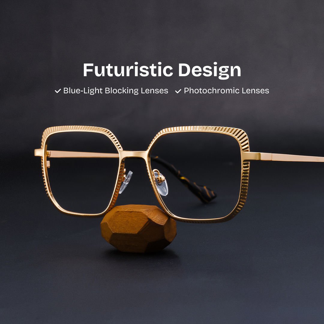 ZEELOOL Maverick Square Gold Glasses