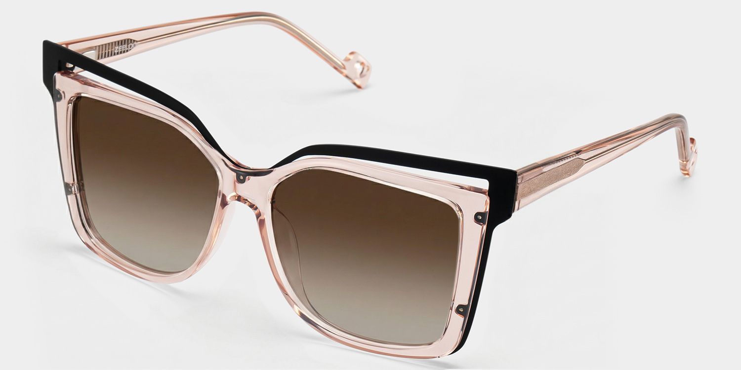 Twolla Square Beige Glasses and Black Edge Frame2