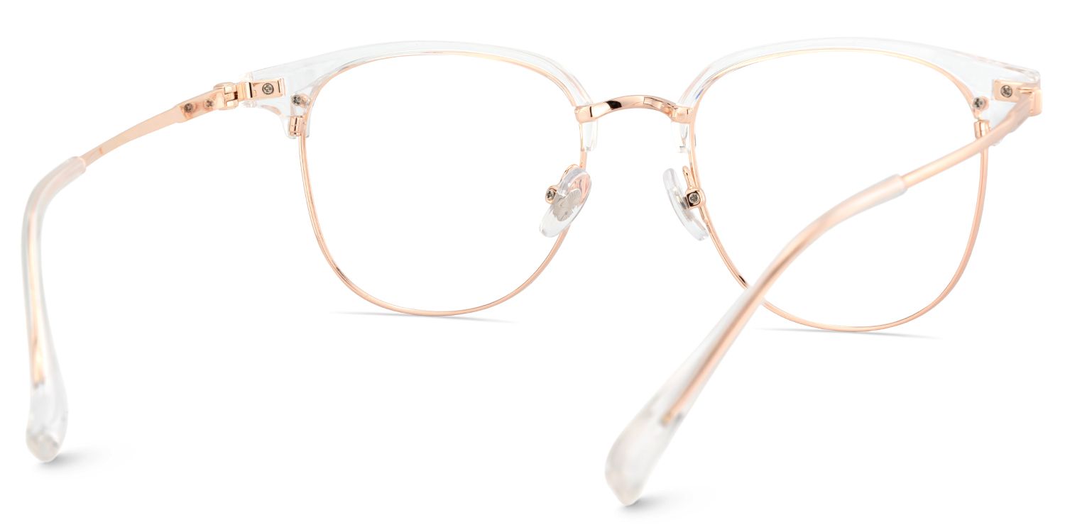 Oversized Browline Glasses With Clear and Rose Gold Color5