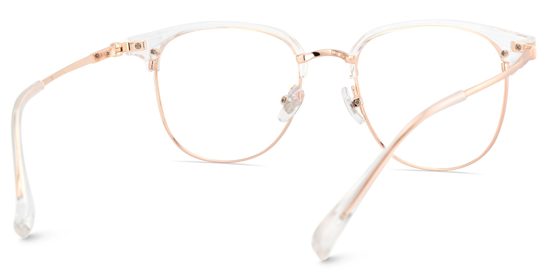 Oversized Browline Glasses With Clear and Rose Gold Color5