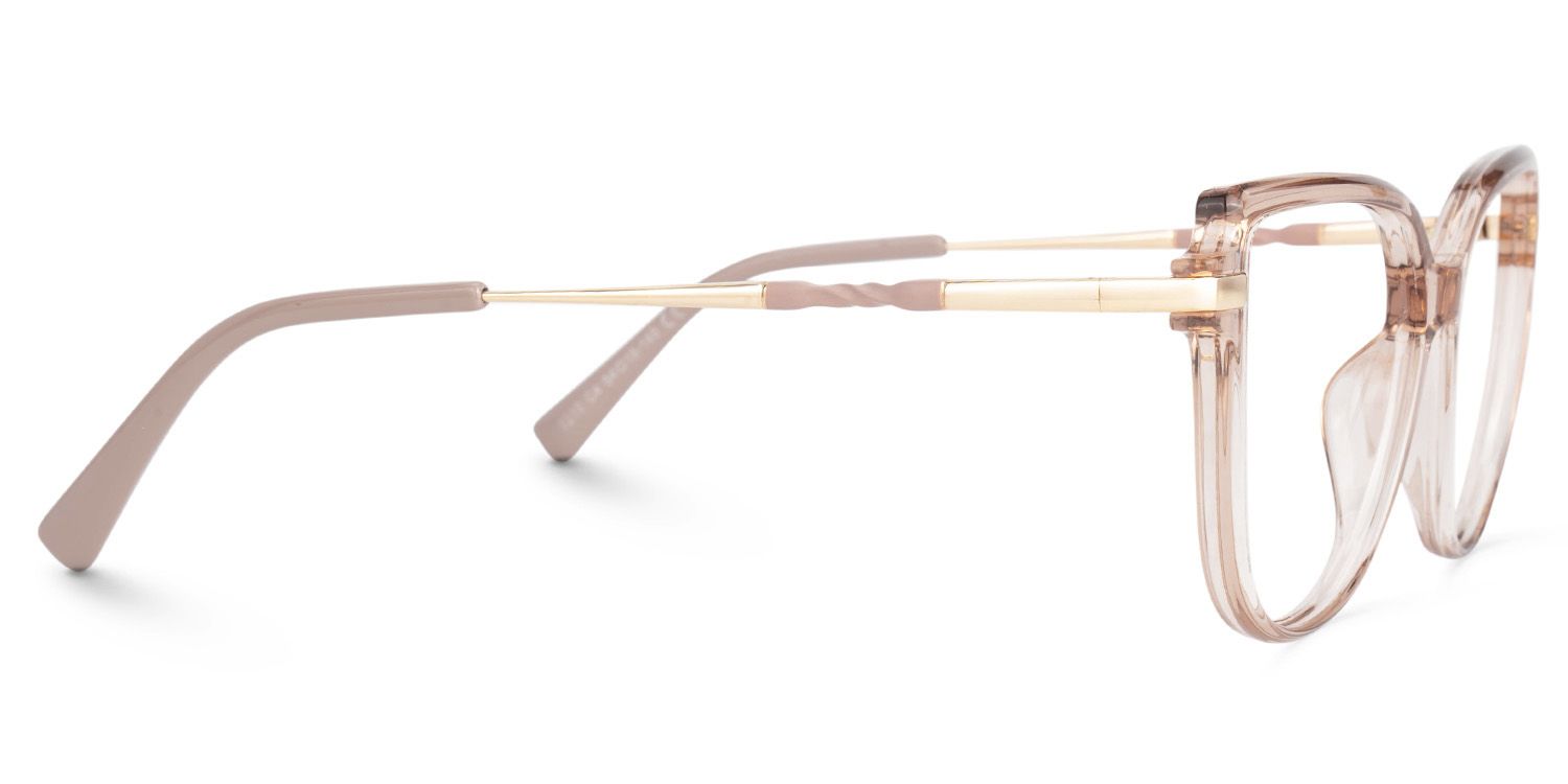 Eisan Thin Beige Eyeglass Frames with Cateye | ZEELOOL Canada2