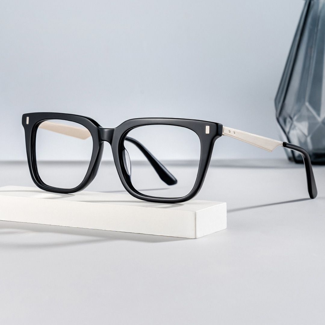 Brook Black Rectangle Prescription Glasses | ZEELOOL Canada0