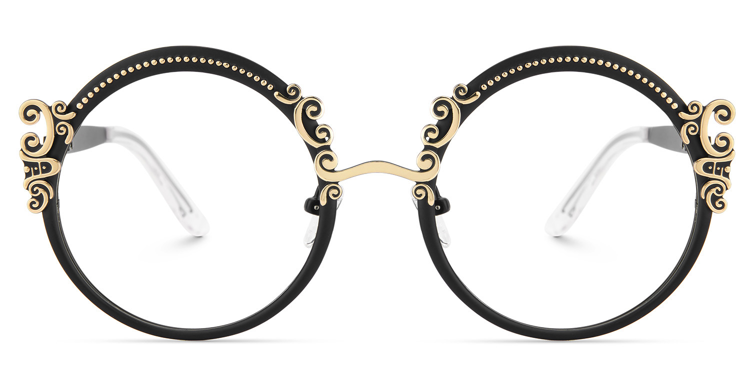 Nelida Round Black Gold Glasses0