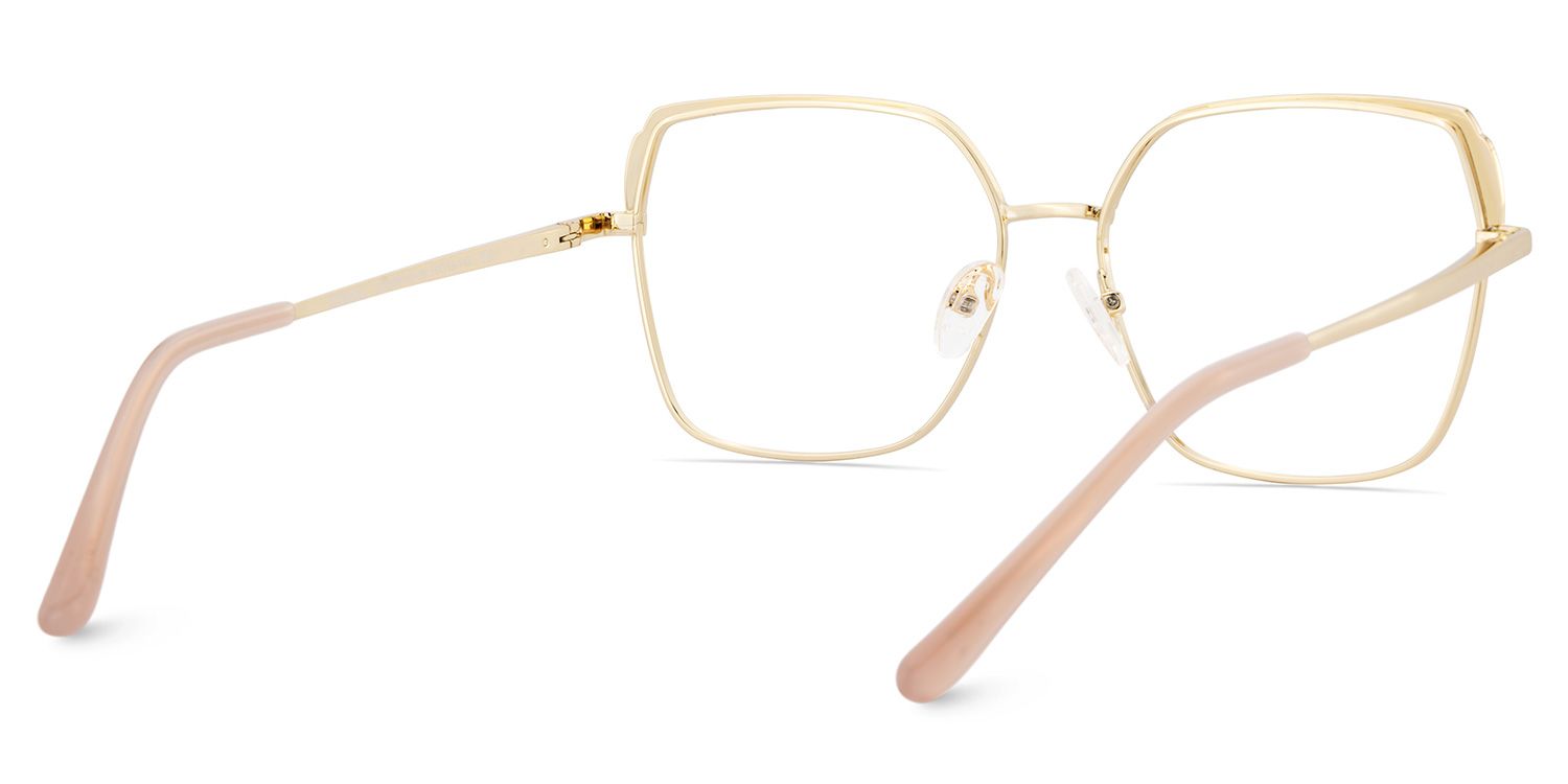 Shayla Metal Square Pink Brown Frame Glasses | ZEELOOL Canada5