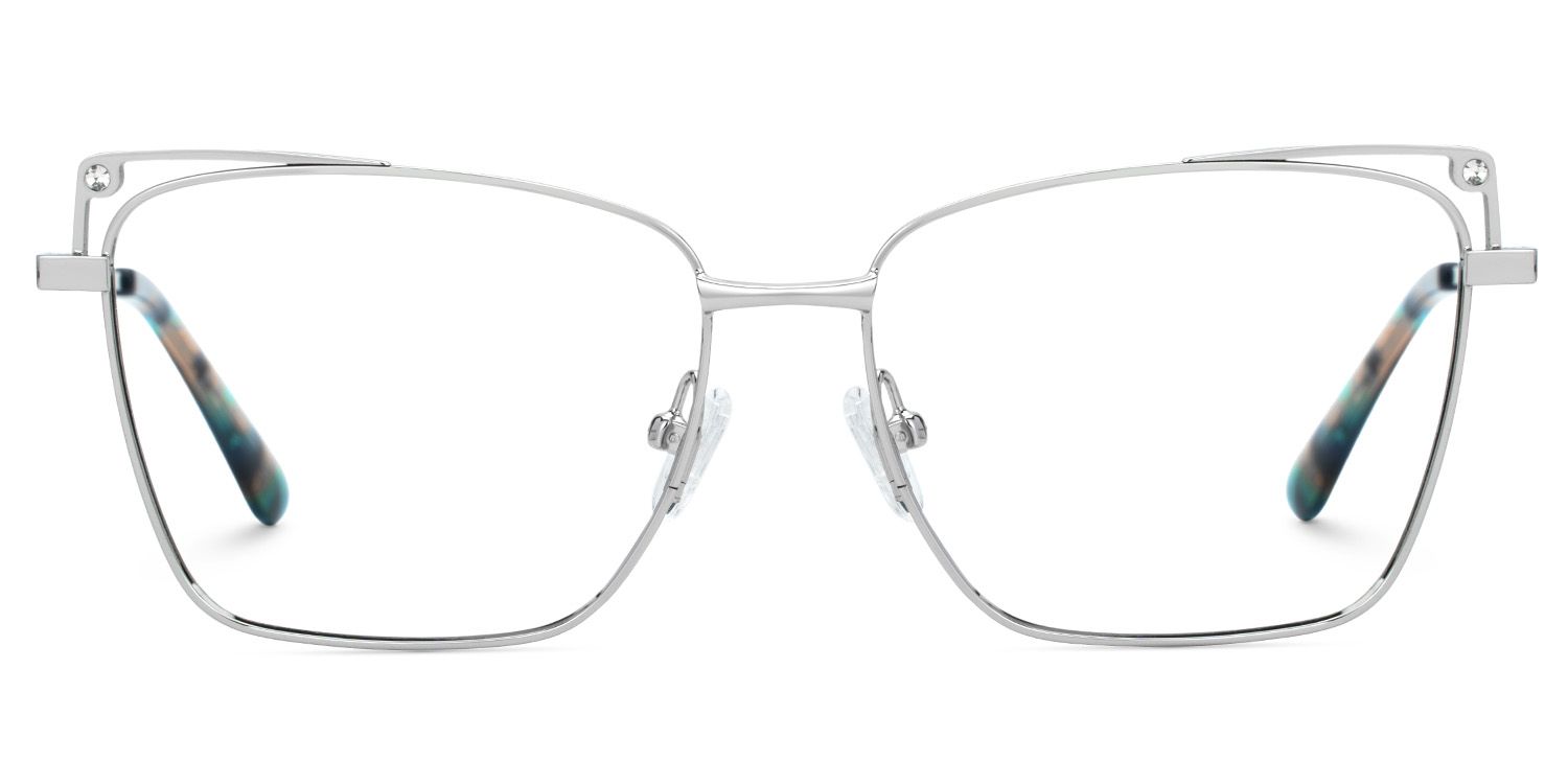 Rectangle Silver Metal Eyeglass Frames | ZEELOOL Canada0