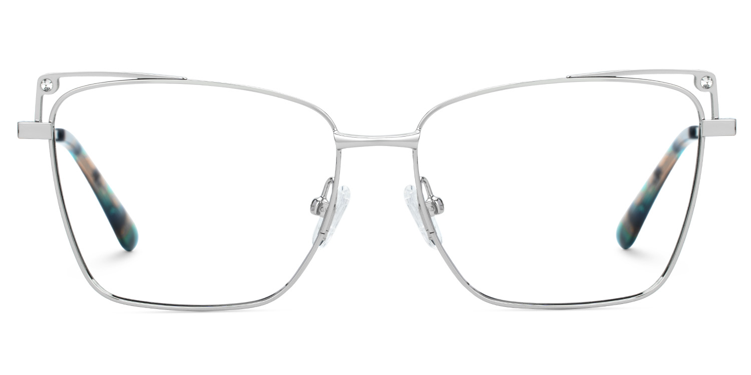Loraine Rectangle Silver Glasses0
