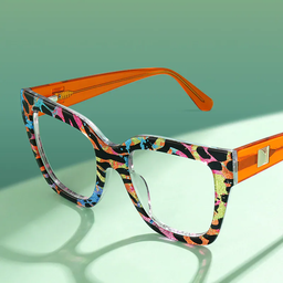 Ruby Leopard Print Square Glasses0