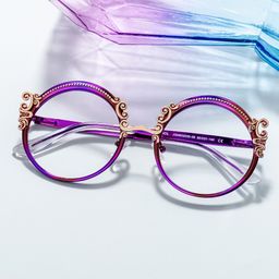 Nelida Round Purple Glasses0