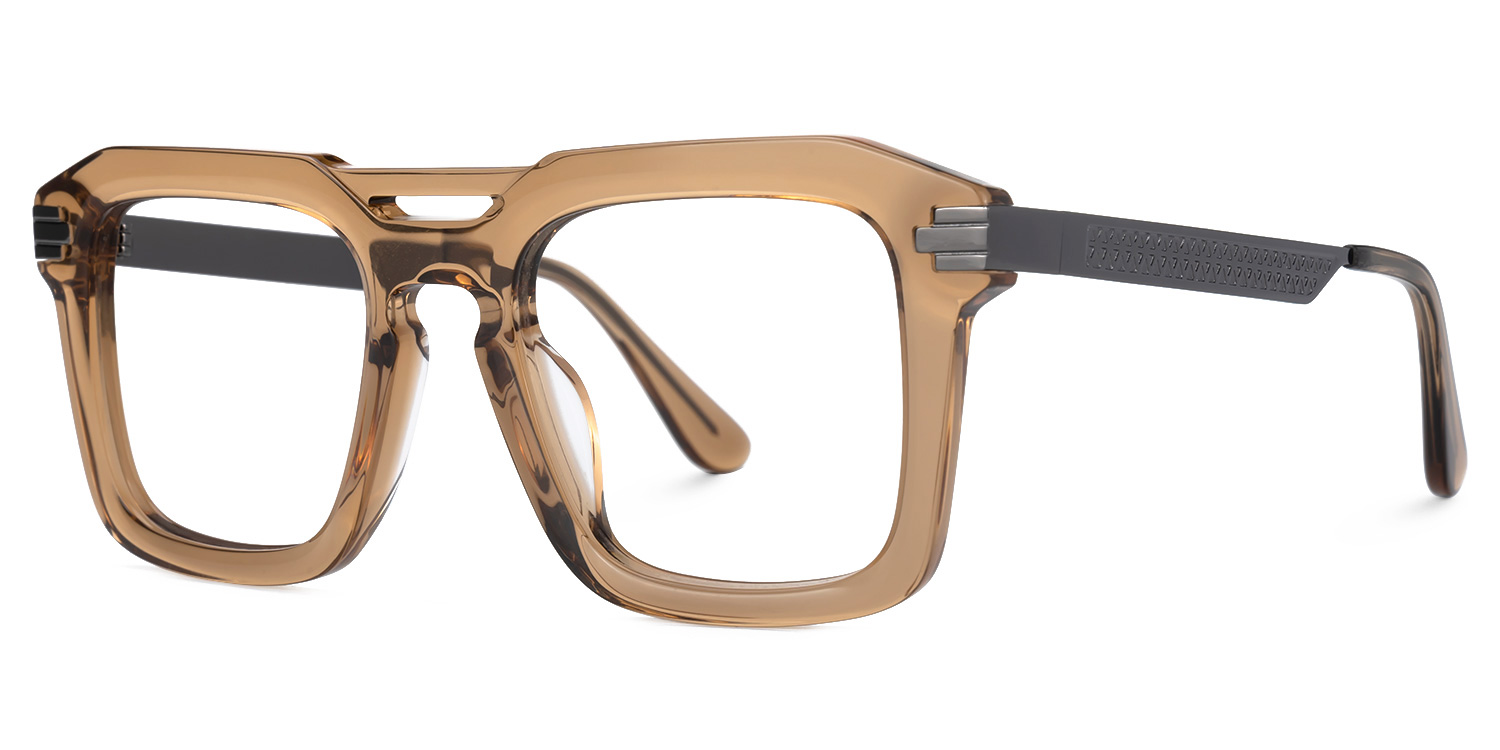 Rectangle Eliyas Brown Glasses on sale -Zeelool Glasses1