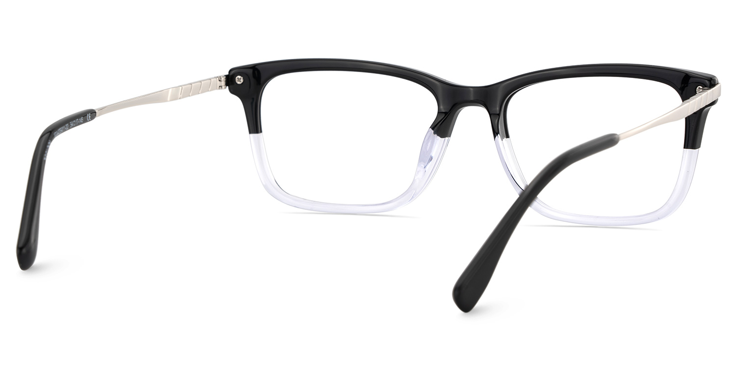 Zane Rectangle Black Clear Glasses5