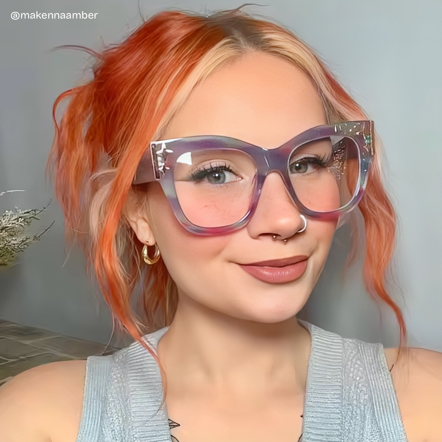 Minfia Square Blue Purple Glasses8