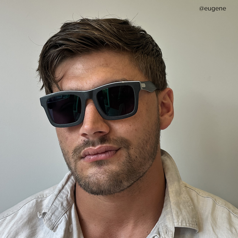 Riley Rectangle Dark-Gray Sunglasses