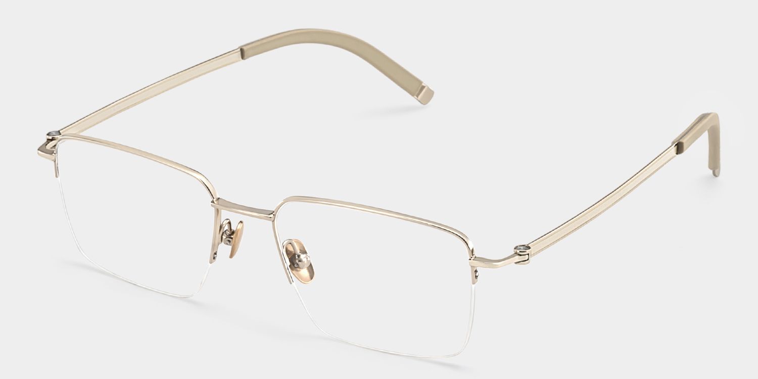 Carson Light Gold Semi Rimless Glasses in Titanium Frame | ZEELOOL2