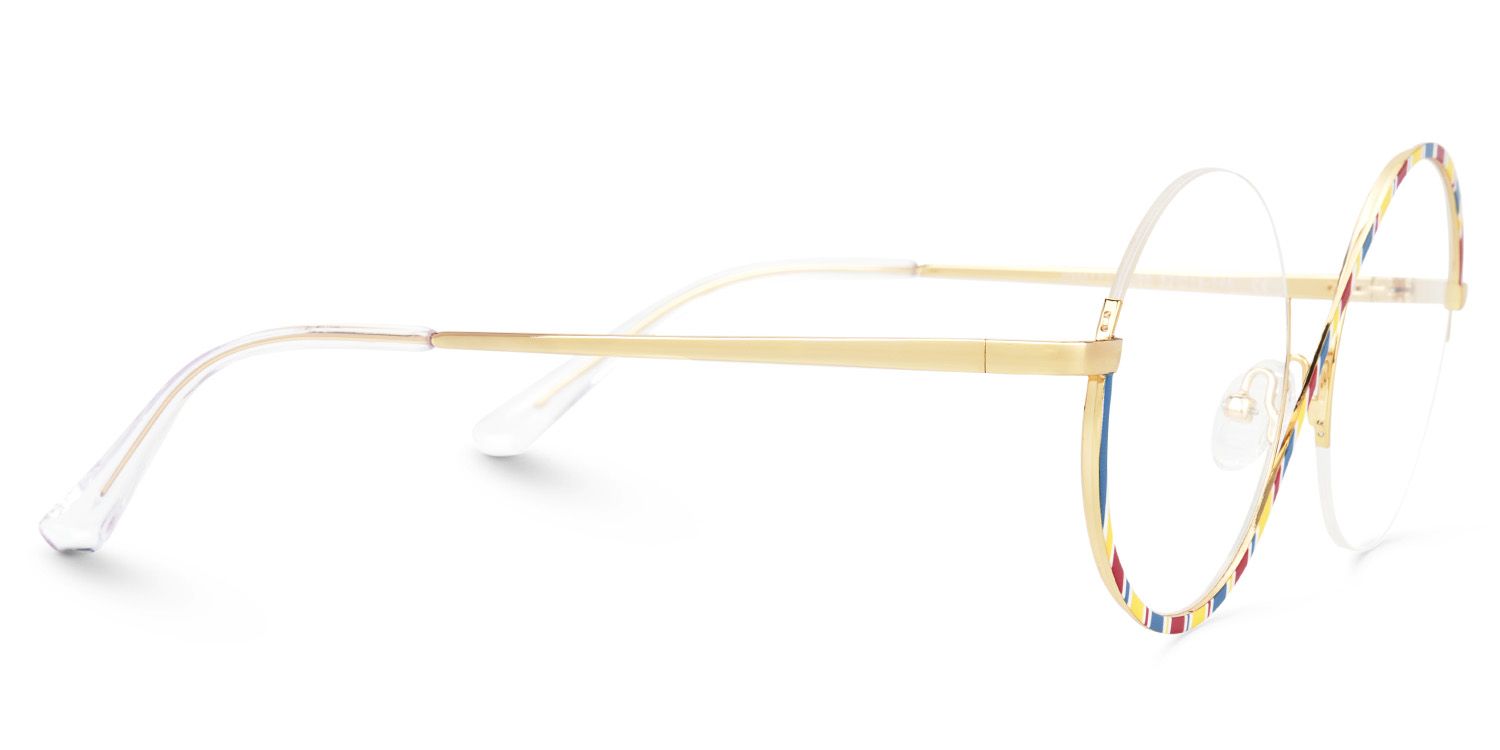 Flozif Round Thin Metal Half Rim Multicolor Frame Glasses2