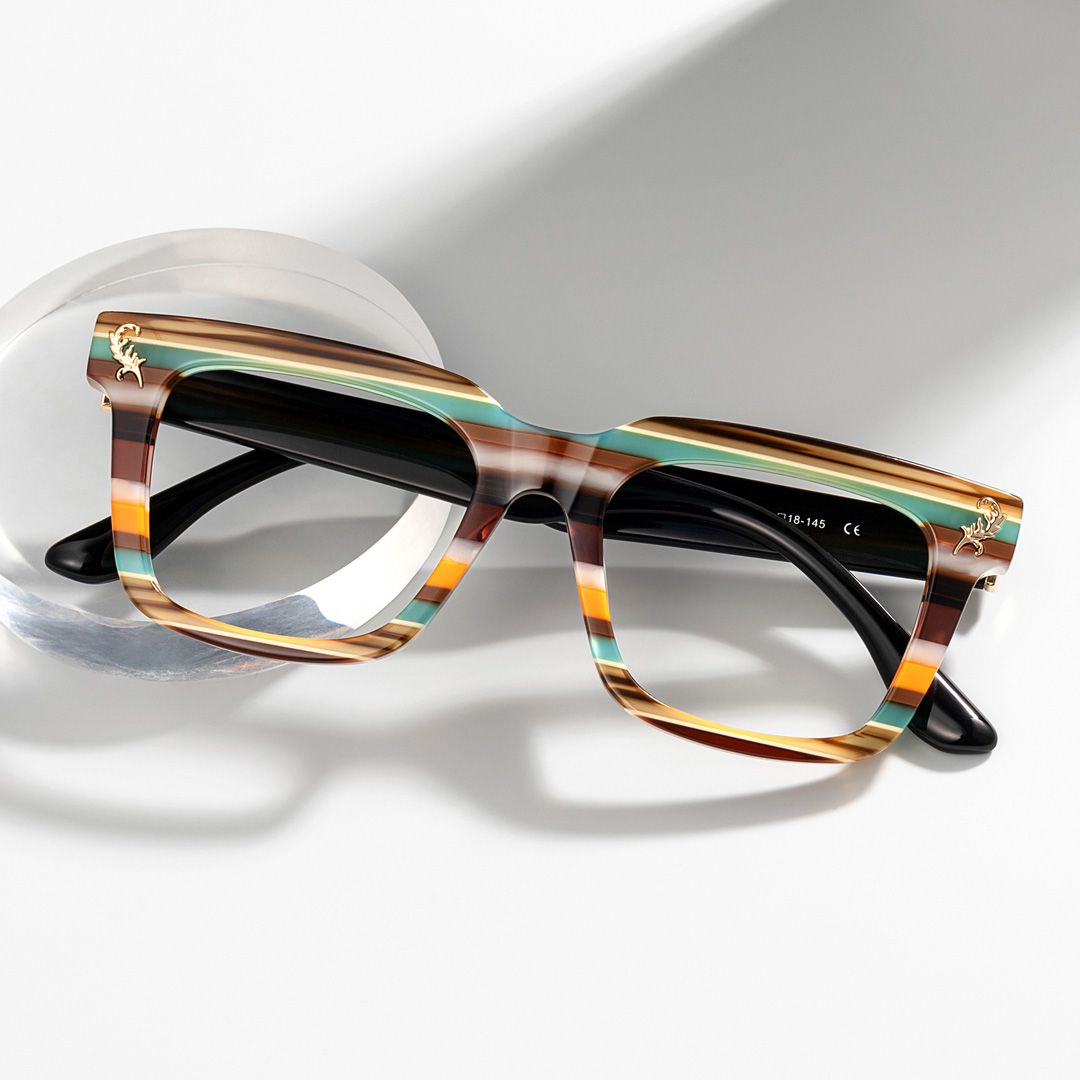 Lauffer Acetate Multicolor Frame Glasses with Square Shape | ZEELOOL Canada0