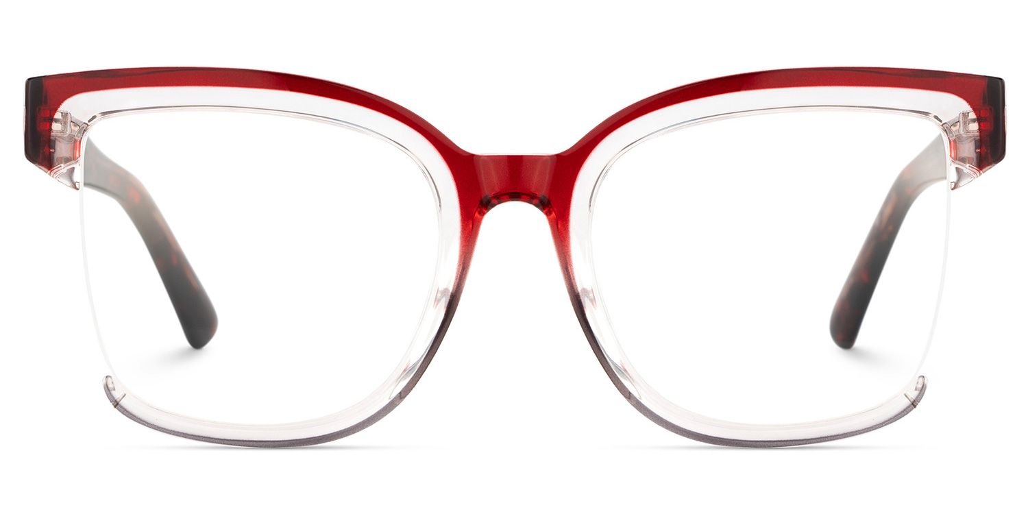 Square Cadogan Red- Gray Frame Glasses | ZEELOOL Canada0