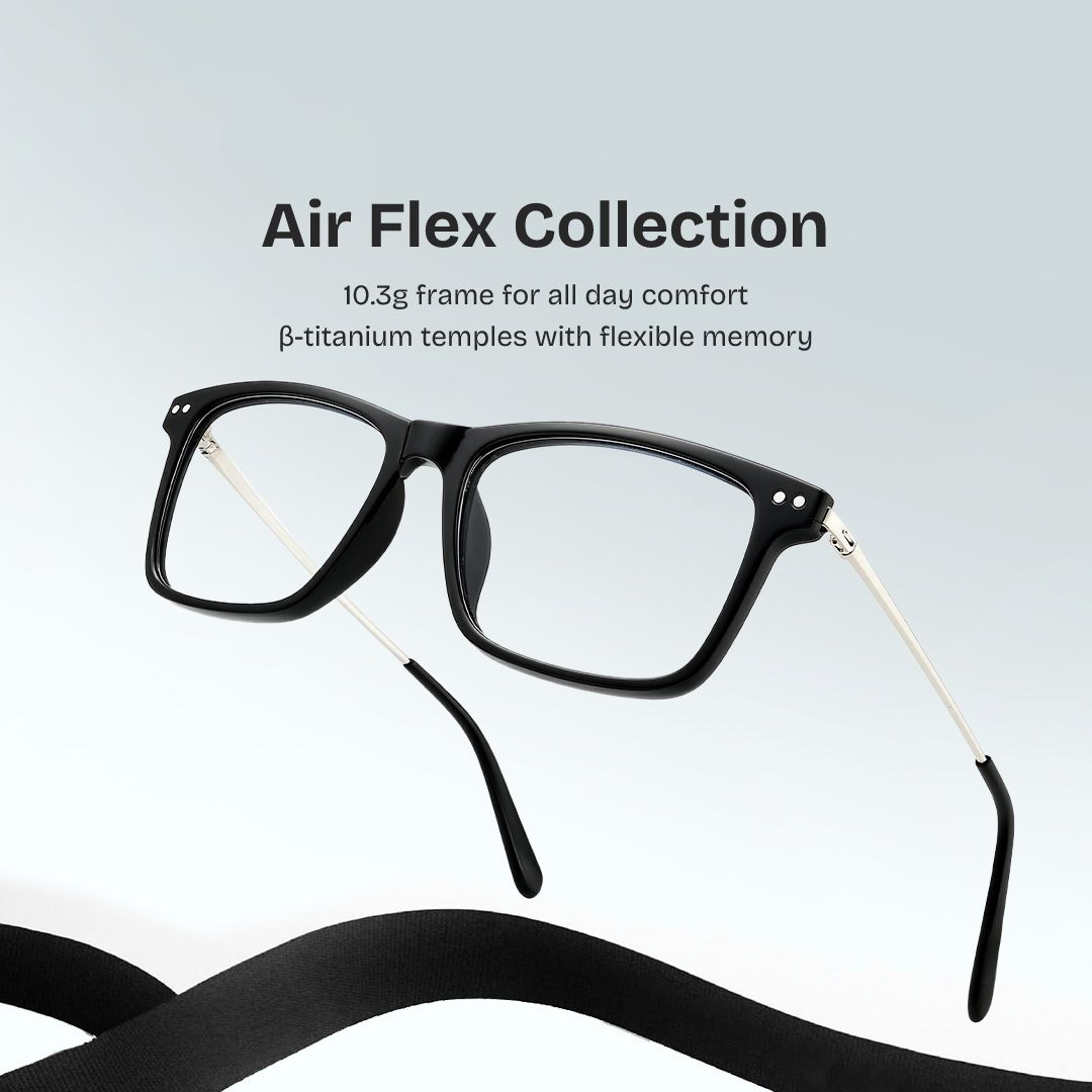 Eleanor Men's Black Rectangular Eyeglasses in TR90 for Men | ZEELOOL CANADA0