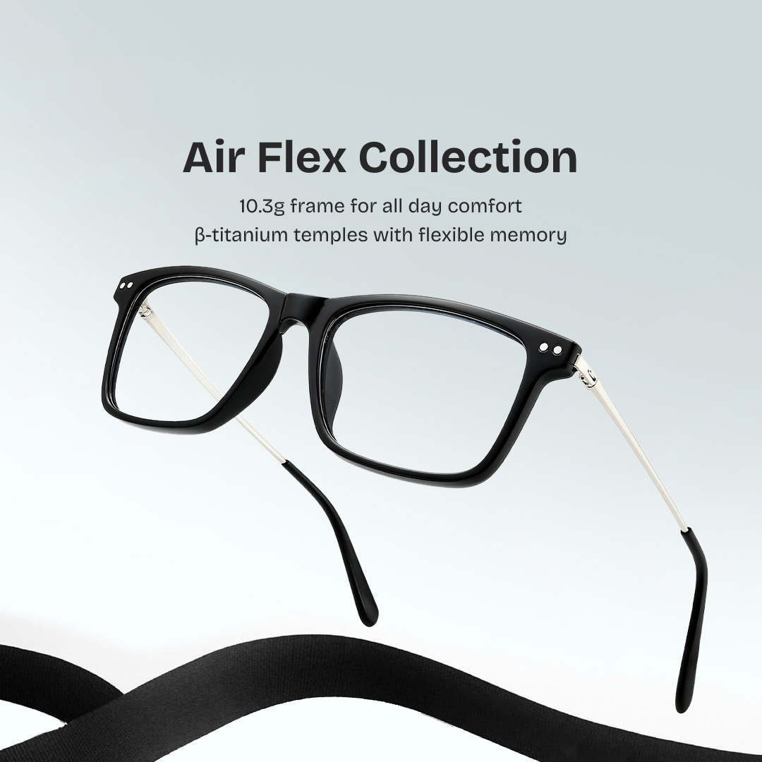 Eleanor Rectangle Black Glasses