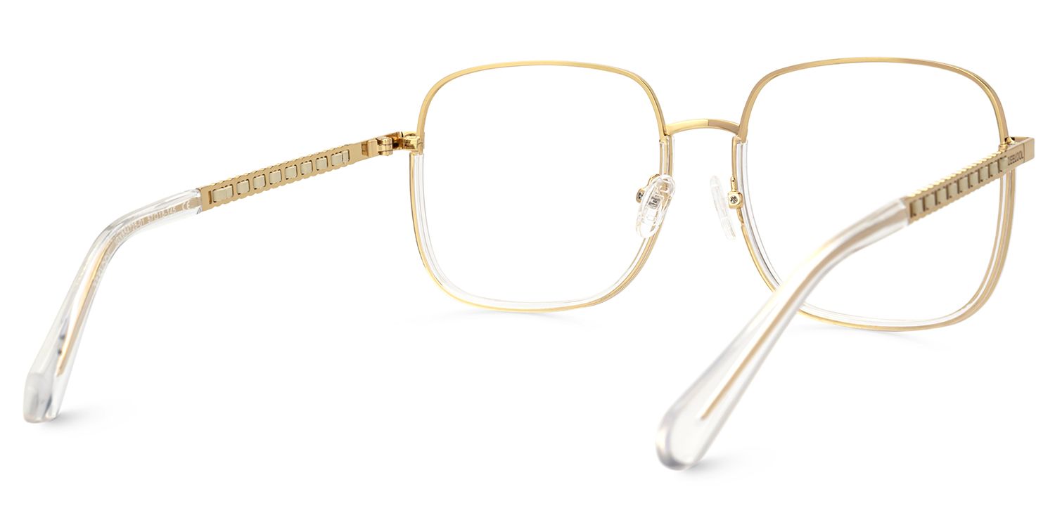 Perfecta Square Clear and Gold Prescription Glasses | ZEELOOL Canada3