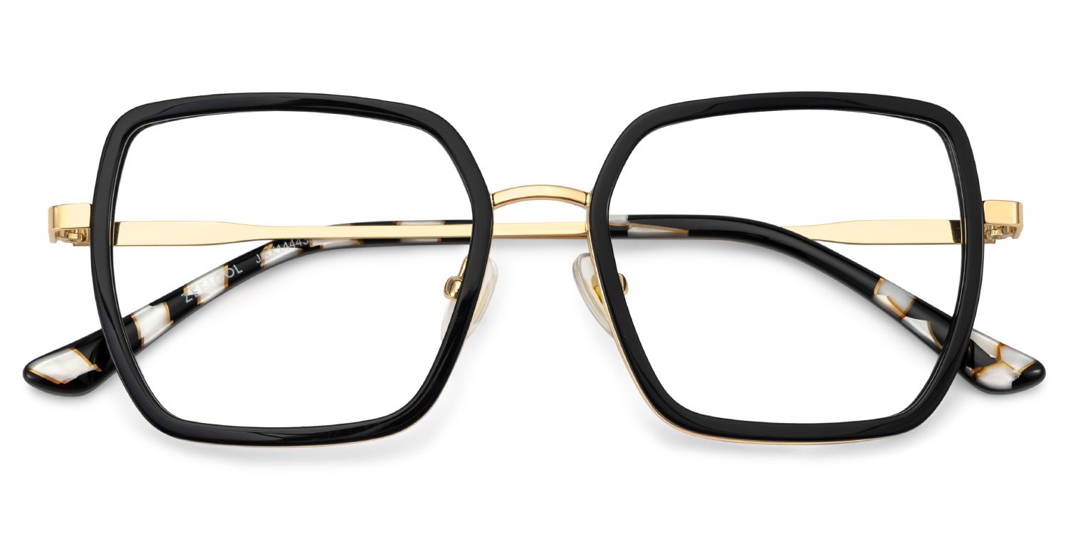 Square Black Eyeglasses- Fiona Mixed Frame Glasses1