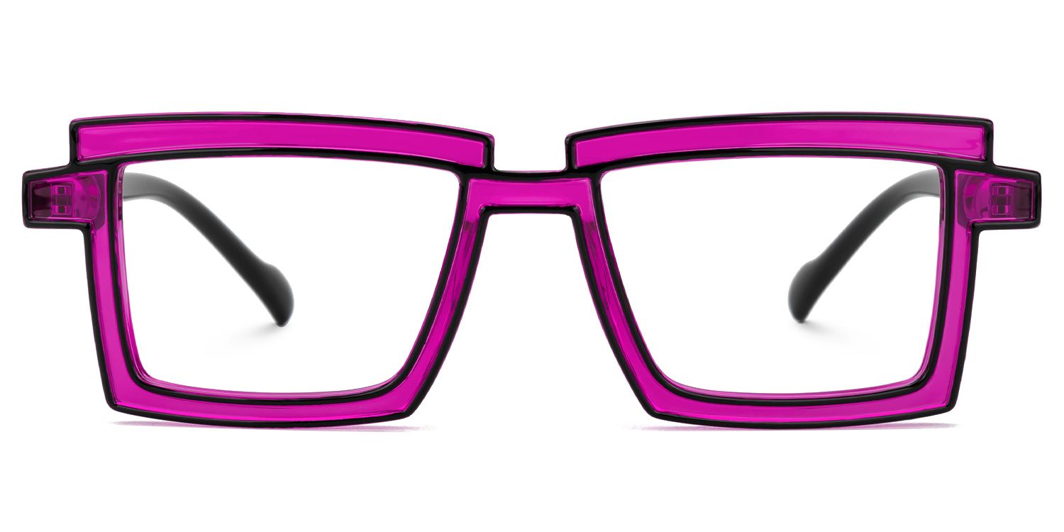 CyberPunk Zephyr Glasses in Purple Rectangle Design0