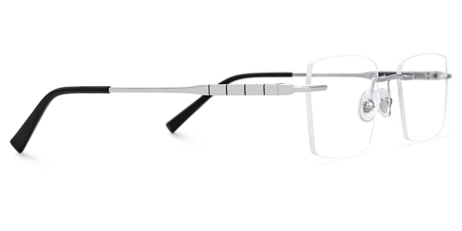 Dinny Rectangle Silver Frame Glasses | ZEELOOL Canada2