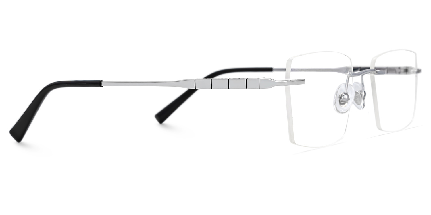 Dinny Rectangle Silver Frame Glasses | ZEELOOL Canada2