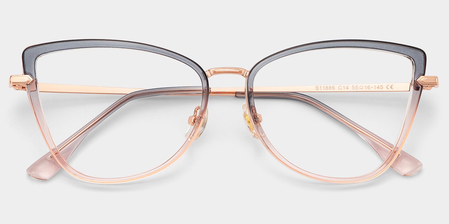 Cat eye Two-tone Eyeglasses- Sloane Mixed Frame Glasses1