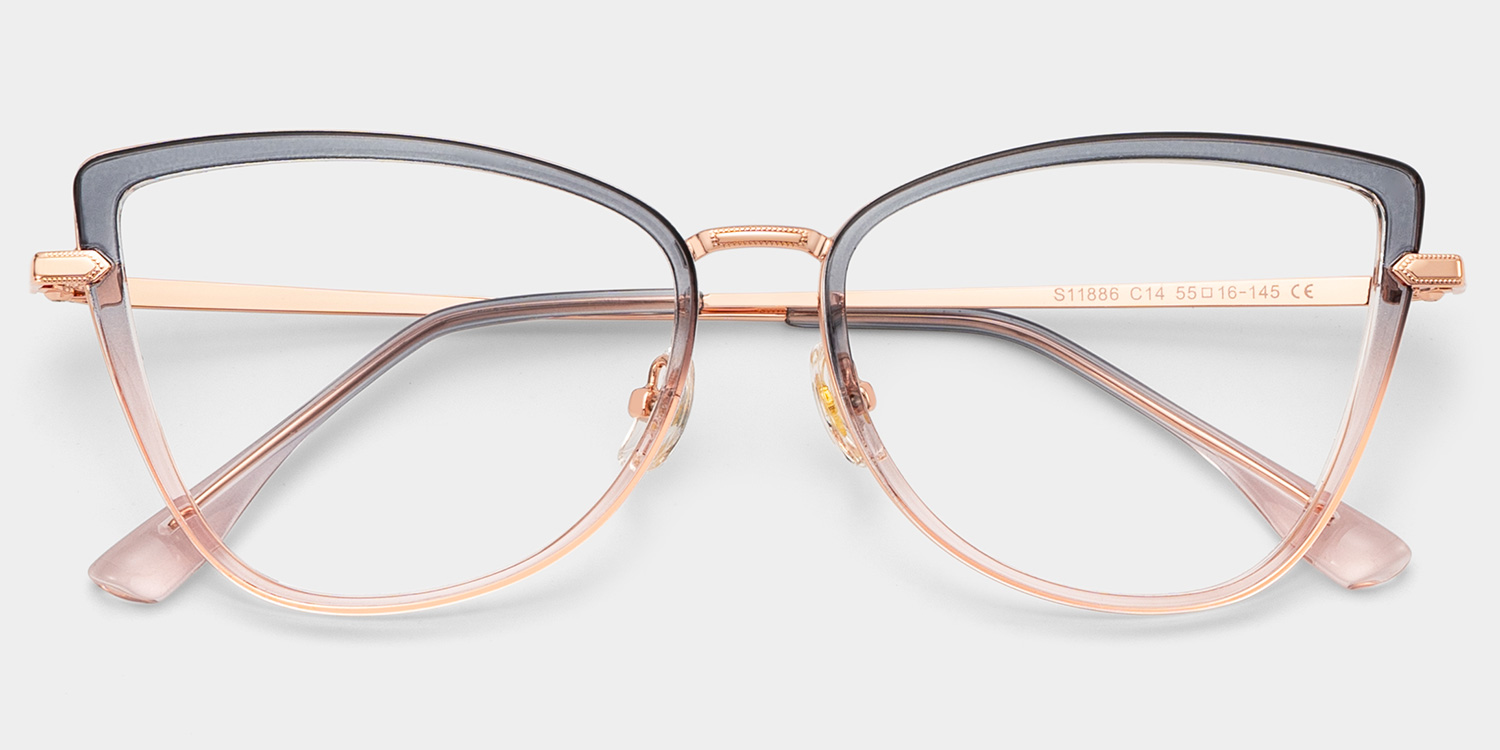 Cat eye Two-tone Eyeglasses- Sloane Mixed Frame Glasses1