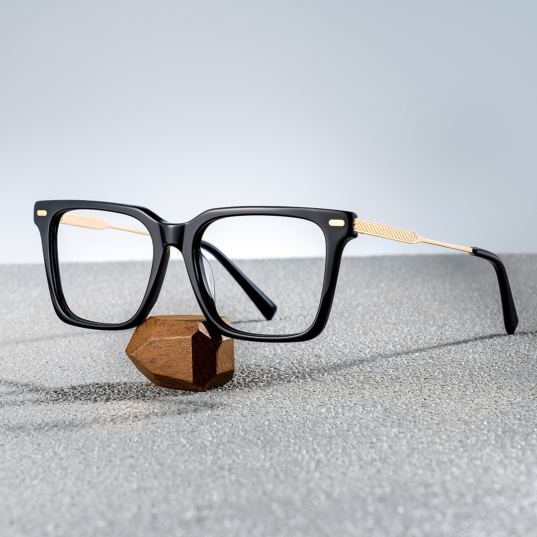 Greain Rectangle Black Glasses0