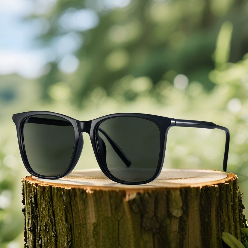 Malika Square Black Polarized Sunglasses