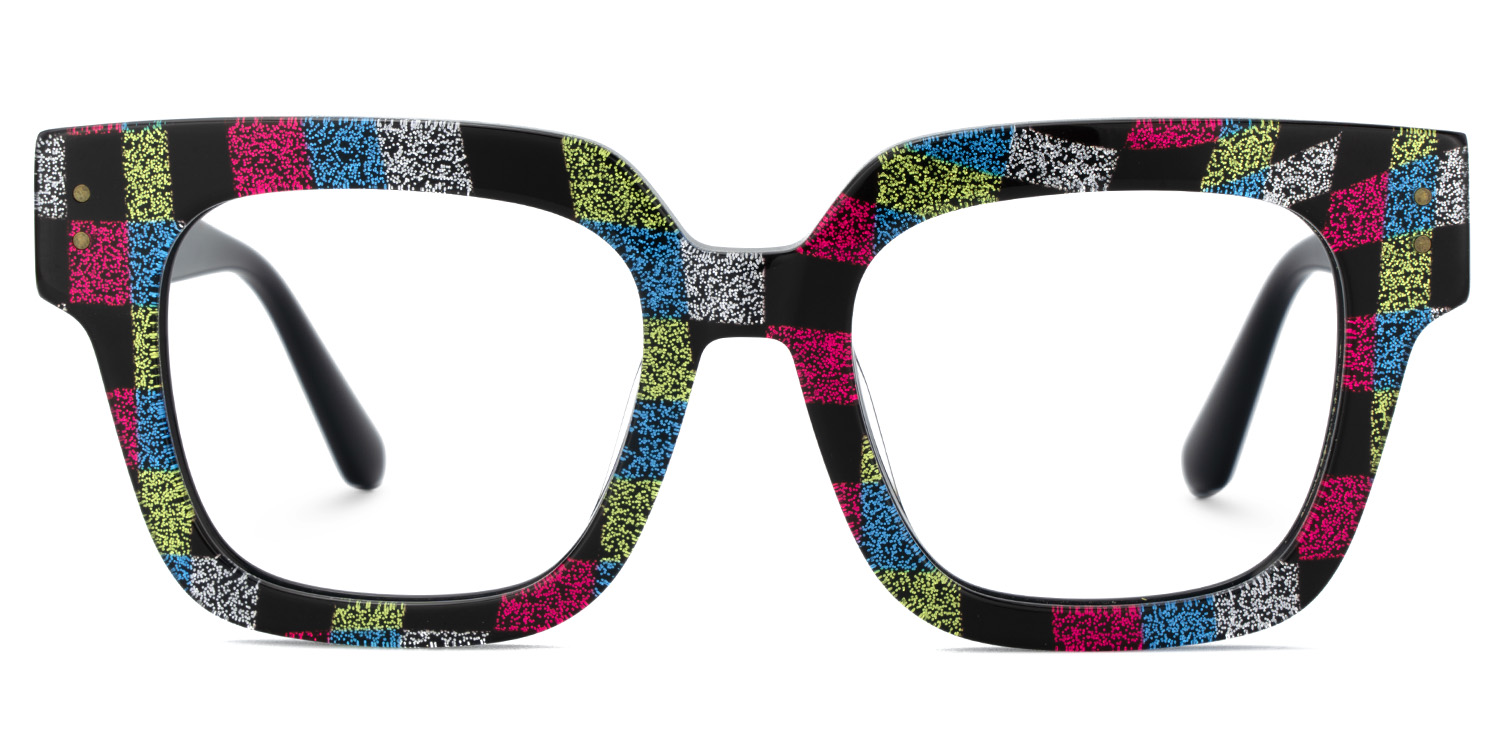 Brigitti Square Multicolor Checkered Glasses0