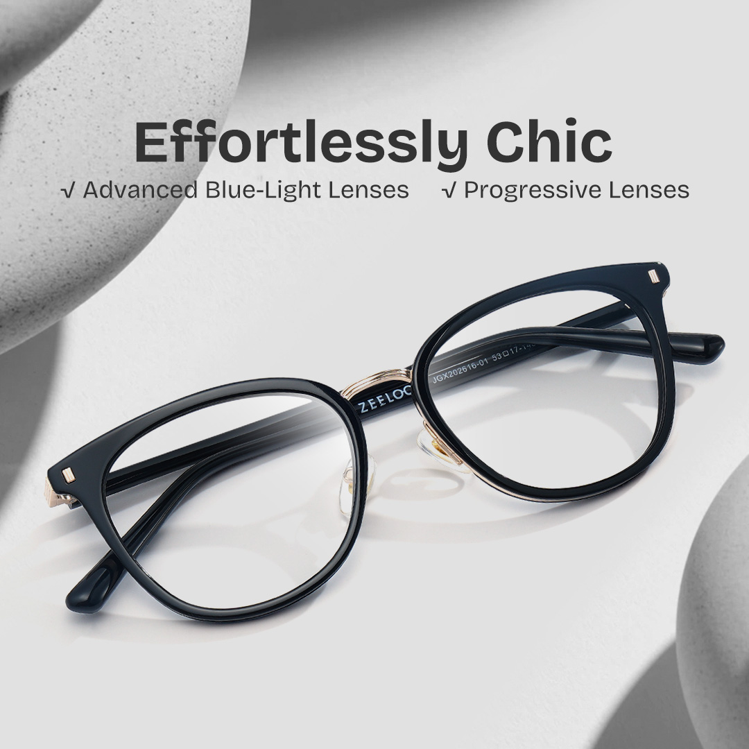 ZEELOOL Caden Round Black Glasses
