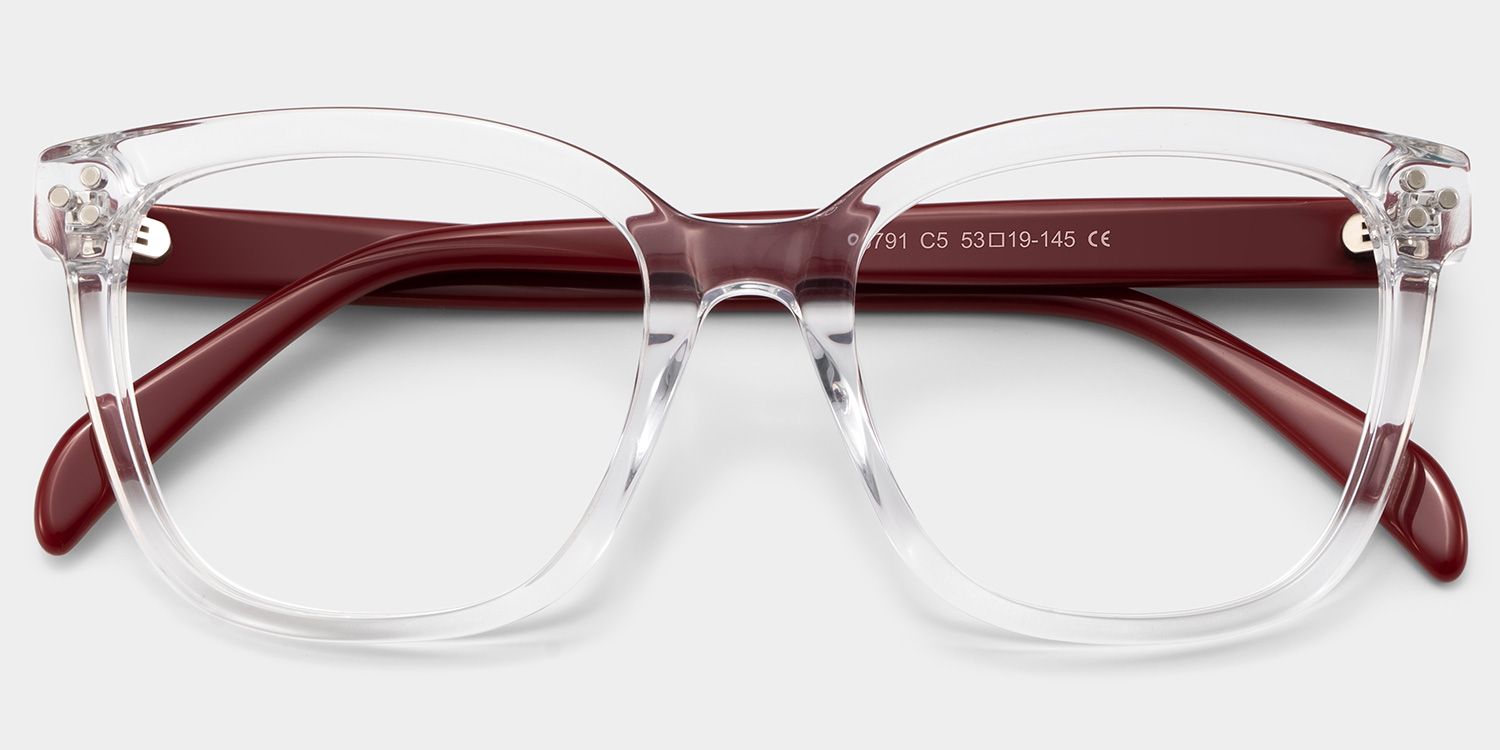 Scarlett Clear Red Frame Glasses with Square Frame Online | ZEELOOL Canada1