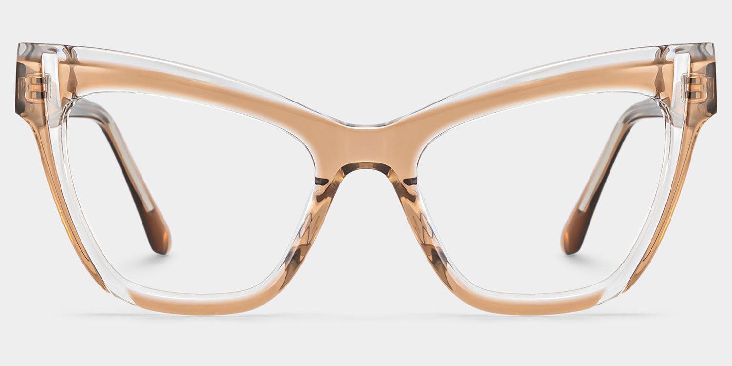Saucie Light Brown Cat eye Frame Glasses | Zeelool0