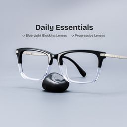 Zane Rectangle Black Clear Glasses0