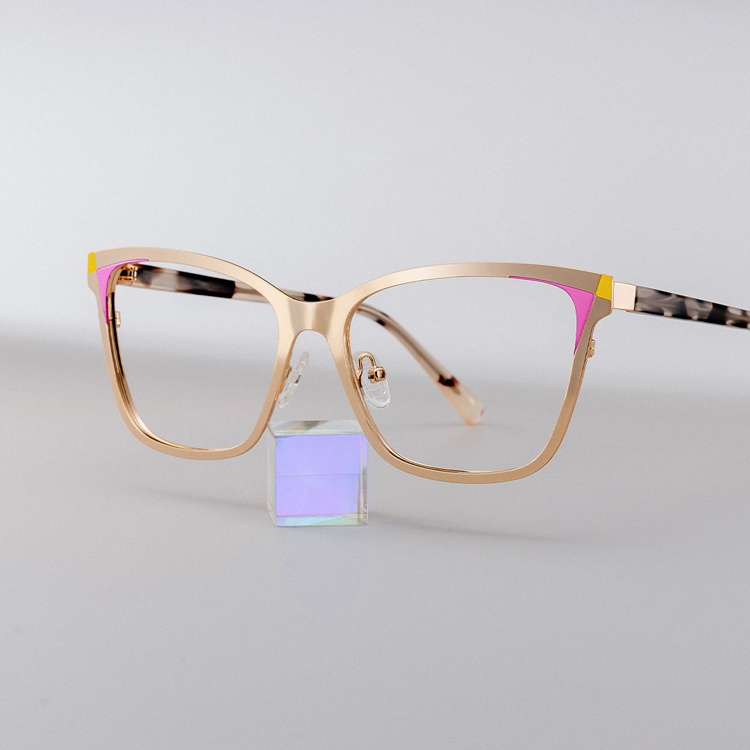 Elise Gold Frame Glasses with Rectangle Frame Online | ZEELOOL Canada0
